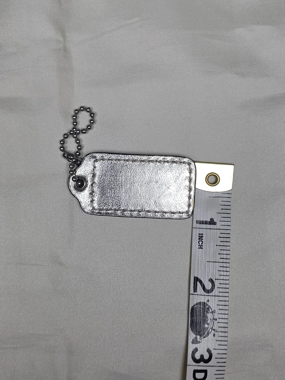 Authentic Vintage Coach Leather Hangtag Replacement Purse Charm Fob - Sliver